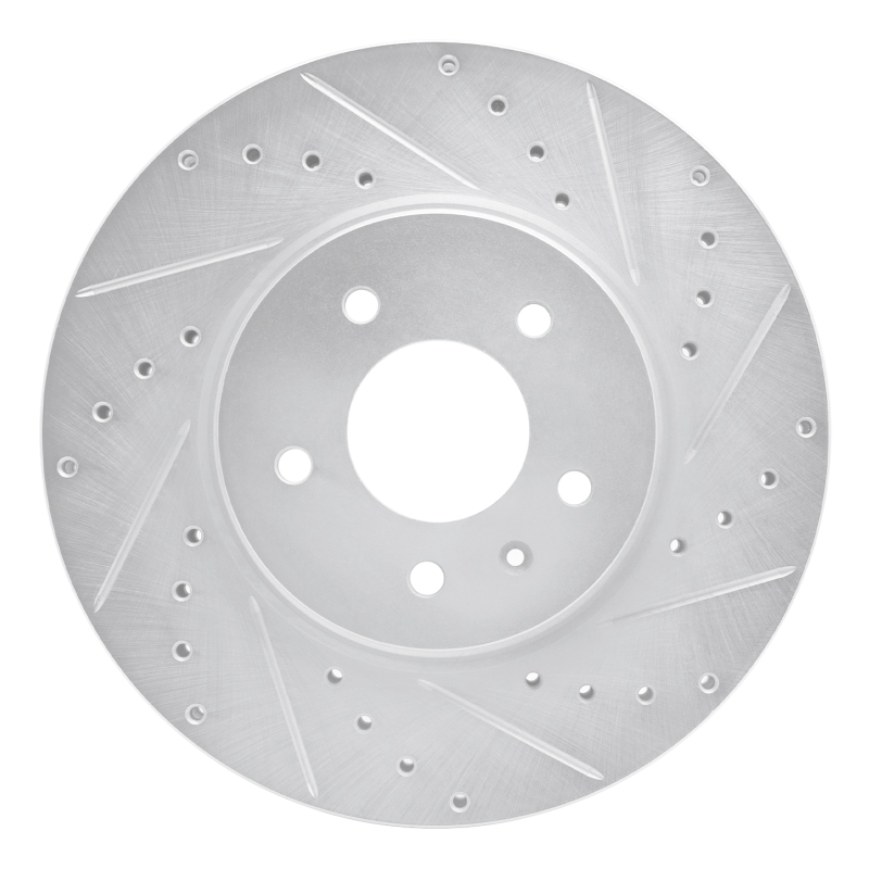 Cadillac STS Brake Rotor (1) - Front Right - R1 Concepts - Drilled & Slotted - Silver - `09-`11